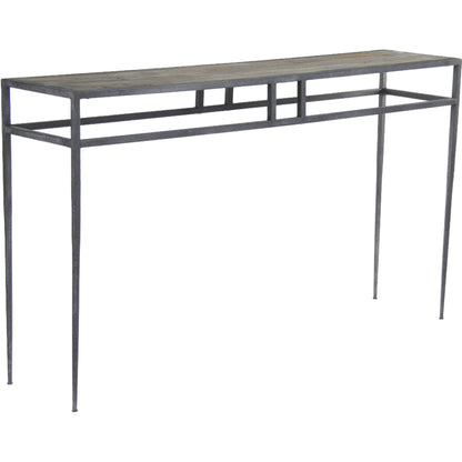 Balzac Wall Table by Zentique in distressed top, rustic metal and oak, metal. Made from oak, metal in a modern style.