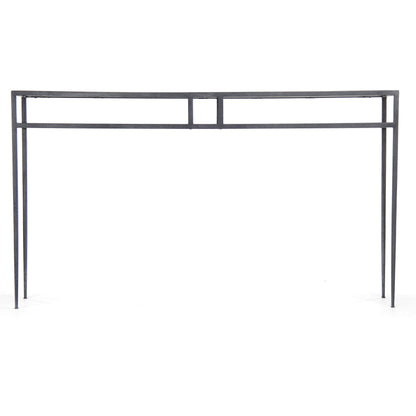 Balzac Wall Table by Zentique in distressed top, rustic metal and oak, metal. Made from oak, metal in a modern style.