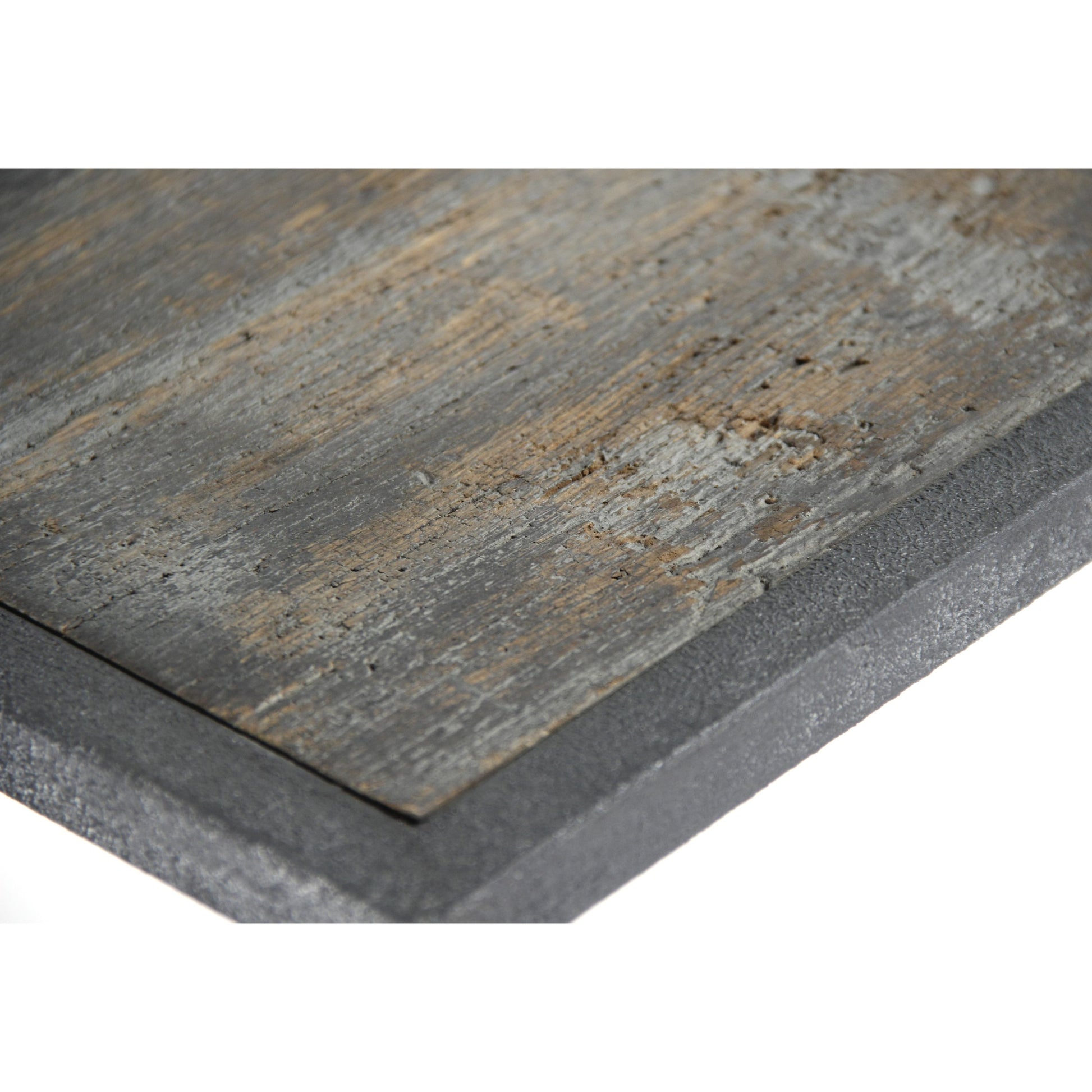 Balzac Wall Table by Zentique in distressed top, rustic metal and oak, metal. Made from oak, metal in a modern style.