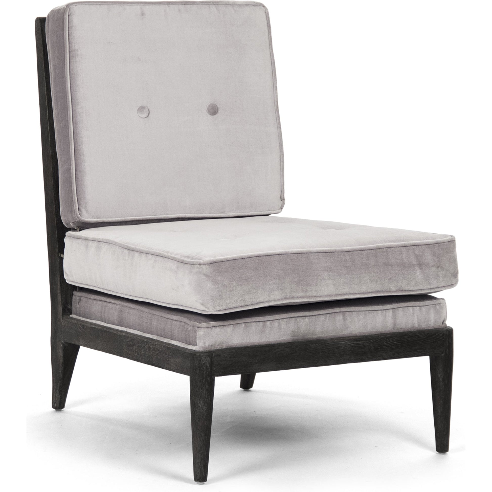 Lorain Lounge Chair by Zentique in light gray polyester viscose and oak. Made from oak in a transitional style.