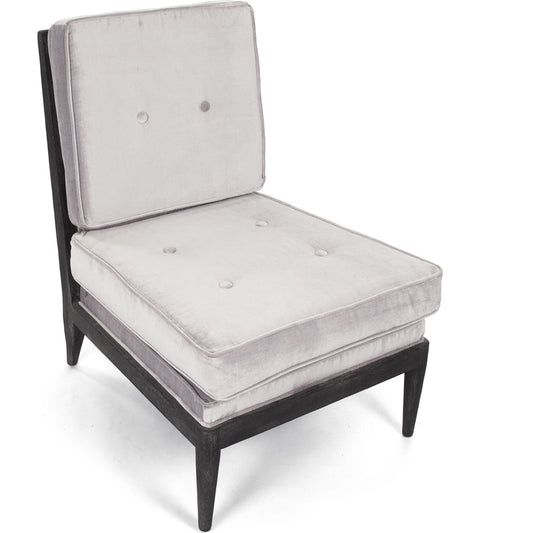 Lorain Lounge Chair by Zentique in light gray polyester viscose and oak. Made from oak in a transitional style.