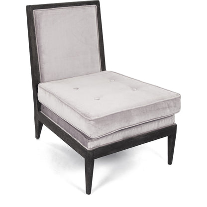 Lorain Lounge Chair by Zentique in light gray polyester viscose and oak. Made from oak in a transitional style.