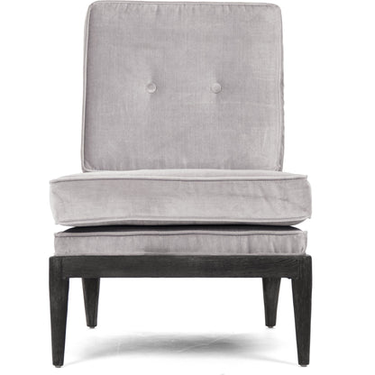 Lorain Lounge Chair by Zentique in light gray polyester viscose and oak. Made from oak in a transitional style.