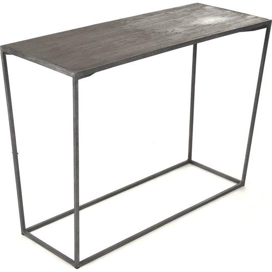 Hobart Wall Table by Zentique in burned oak and oak, recycled metal. Made from oak, recycled metal in a modern style.