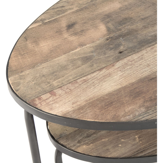 Alberta Oval Coffee Table by Zentique in weathered elm, distressed gray metal and elm, metal. Made from elm, metal in a modern style.