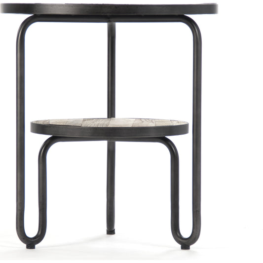 Alberta Round Side Table by Zentique in weathered elm, distressed gray metal and elm, metal. Made from elm, metal in a modern style.