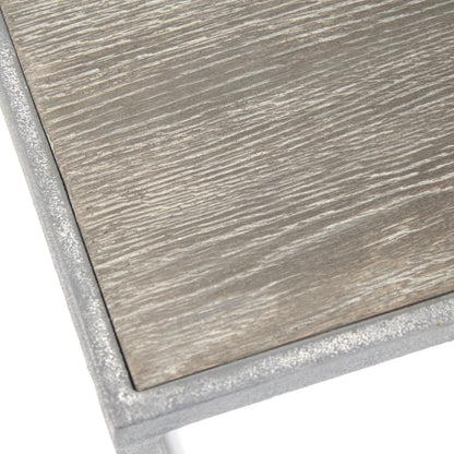Hobart Coffee Table by Zentique in light burned oak and oak, recycled metal. Made from oak, recycled metal in a modern style.