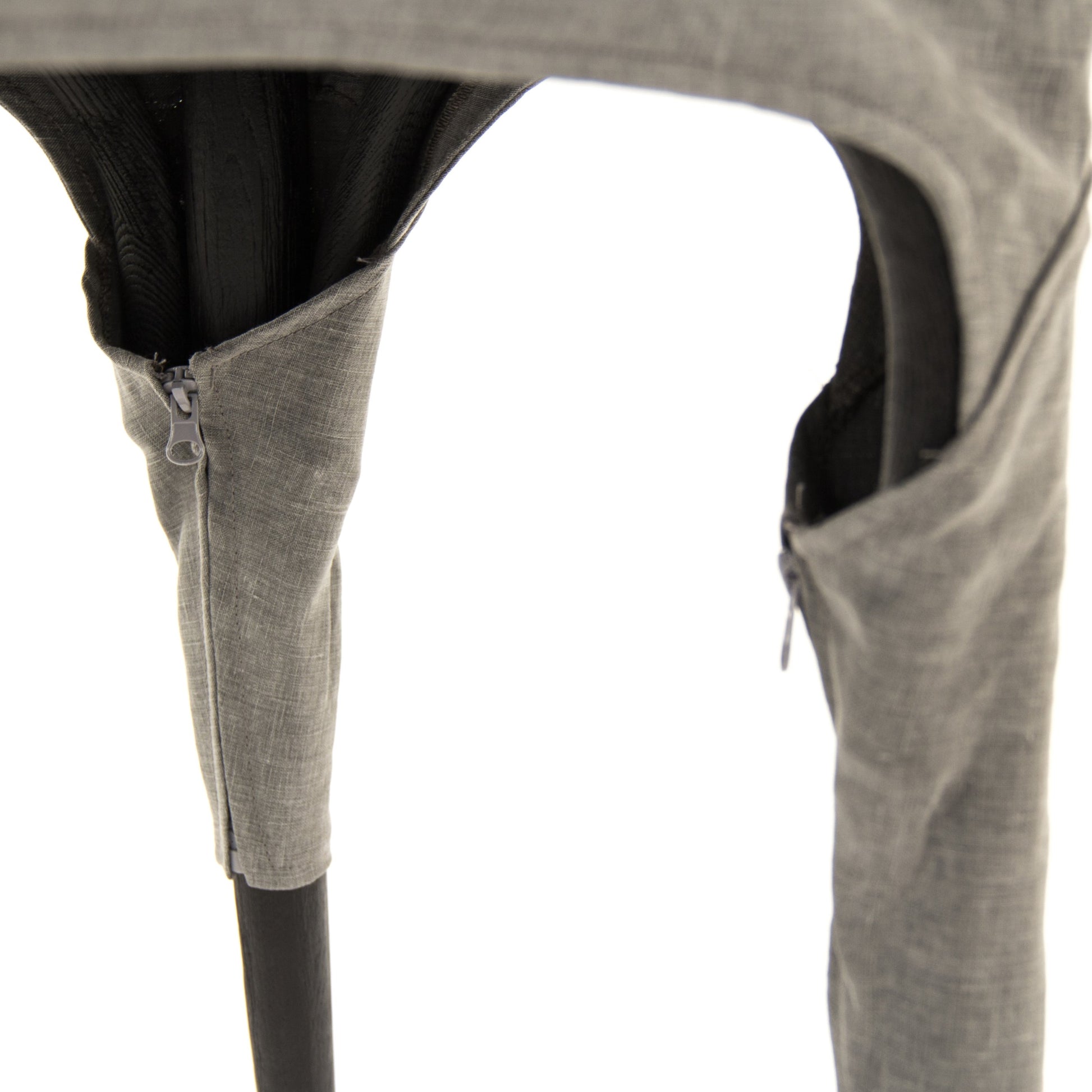 Dining Chair by Zentique in black oak. gray linen and oak. Made from oak in a modern style.