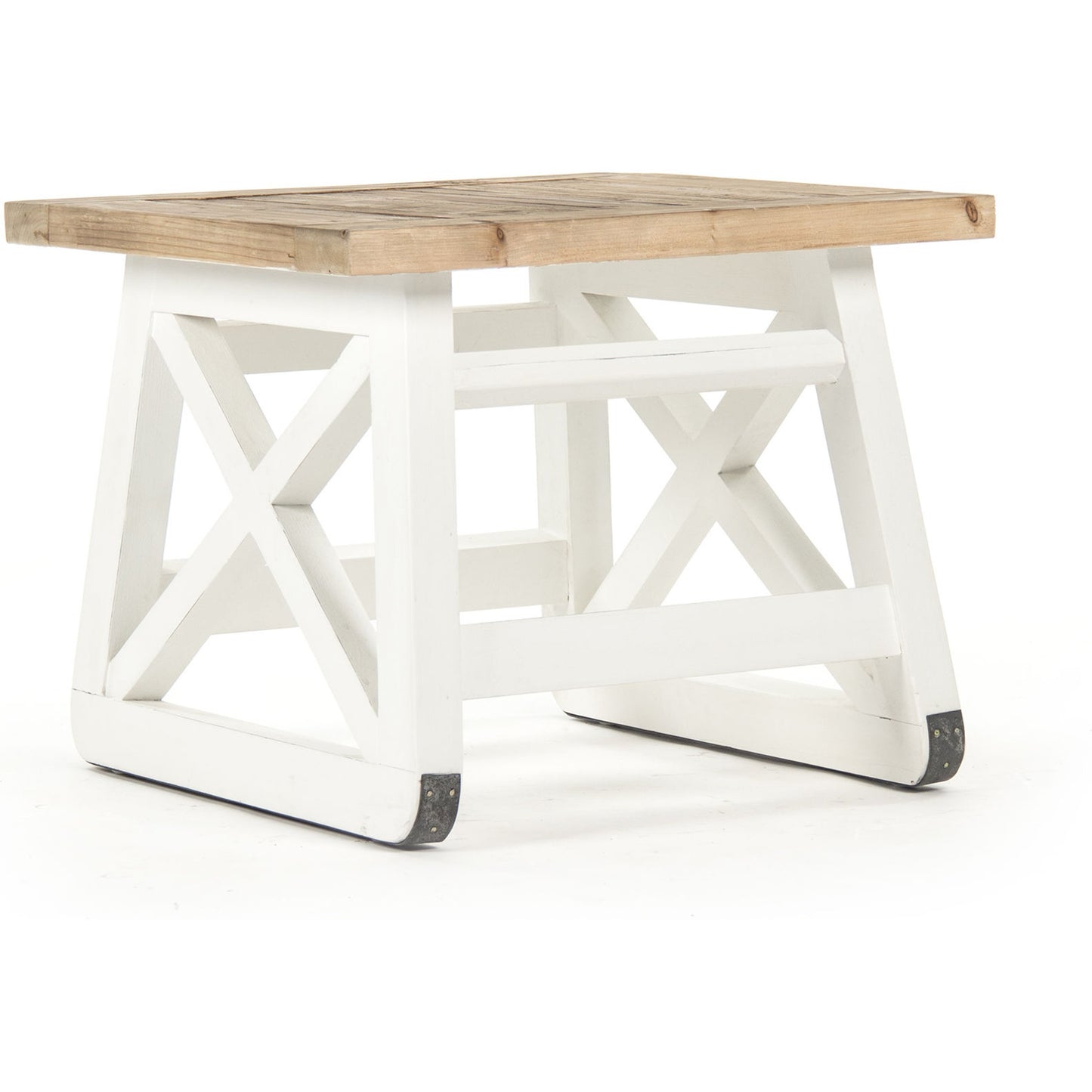 003 S-337573 | Additional Silo | Lilon Side Table by Zentique in natural top, distressed white legs and old pine. Made from old pine in a cottage & farmhouse style.