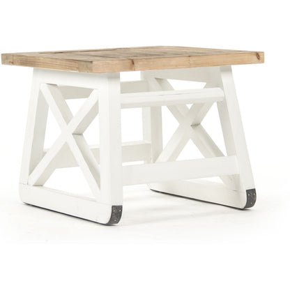 Lilon Side Table by Zentique in natural top, distressed white legs and old pine. Made from old pine in a cottage & farmhouse style.