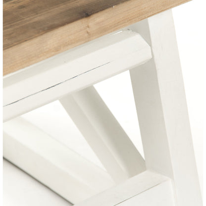 Lilon Side Table by Zentique in natural top, distressed white legs and old pine. Made from old pine in a cottage & farmhouse style.