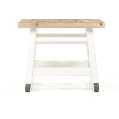 Lilon Side Table by Zentique in natural top, distressed white legs and old pine. Made from old pine in a cottage & farmhouse style.