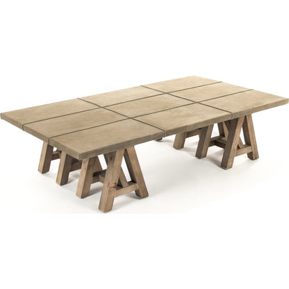 Doux Coffee Table by Zentique in dry natural finish, light brown suede leather and pine. Made from pine in a modern style.