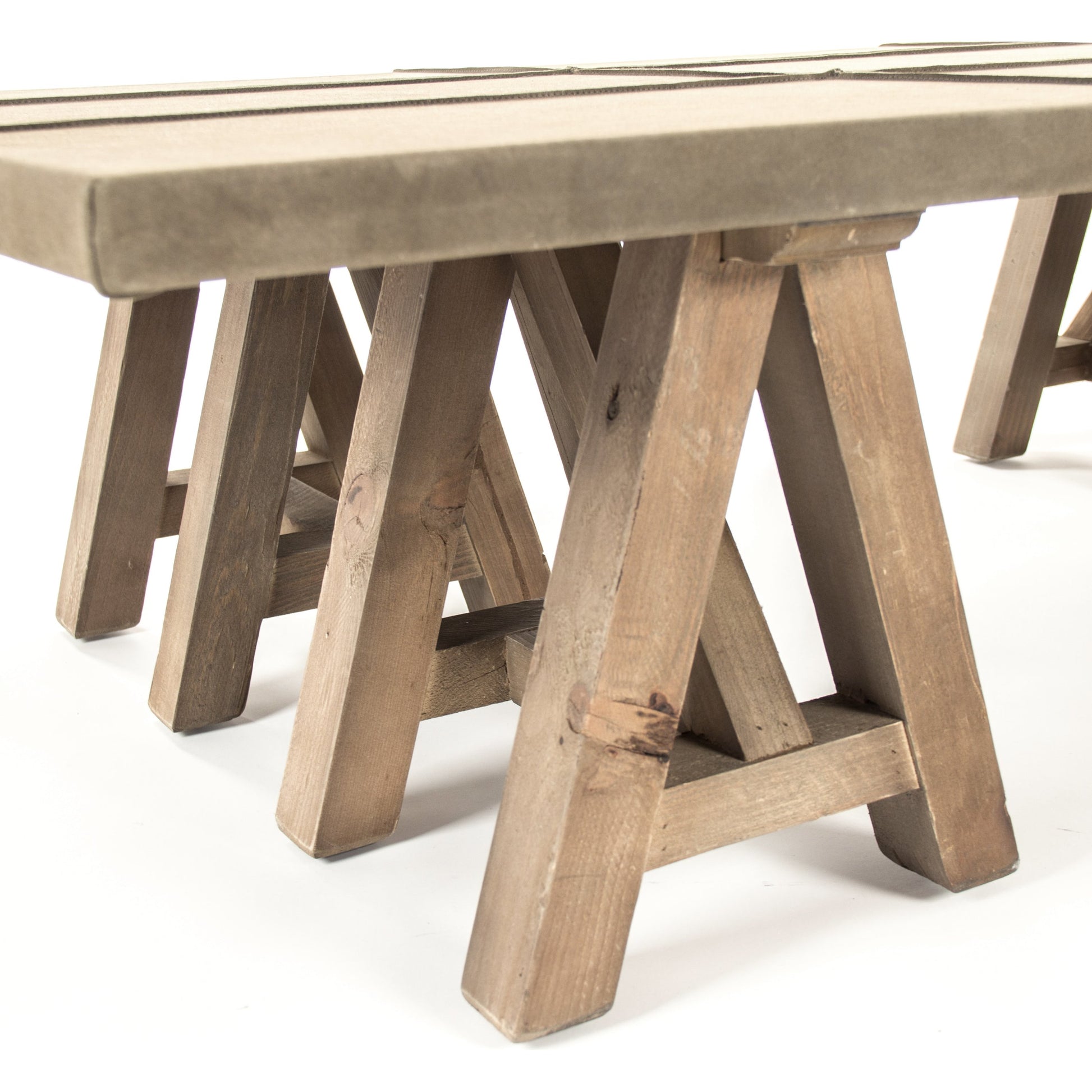 Doux Coffee Table by Zentique in dry natural finish, light brown suede leather and pine. Made from pine in a modern style.