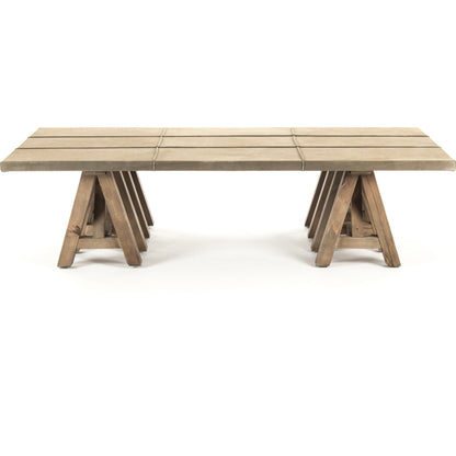 Doux Coffee Table by Zentique in dry natural finish, light brown suede leather and pine. Made from pine in a modern style.