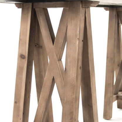 Doux Wall Table by Zentique in light gray suede leather and pine. Made from pine in a cottage & farmhouse style.