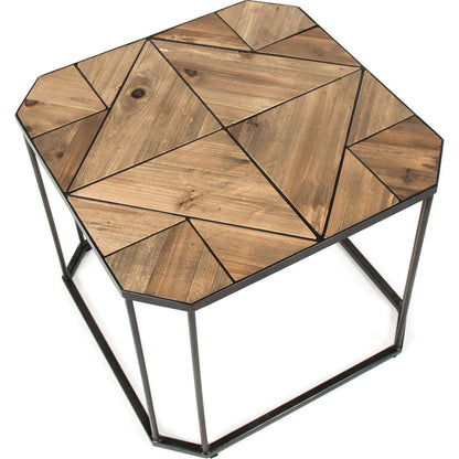 Cuthbert Side Table by Zentique in weathered pine and old pine, metal. Made from old pine, metal in a modern style.