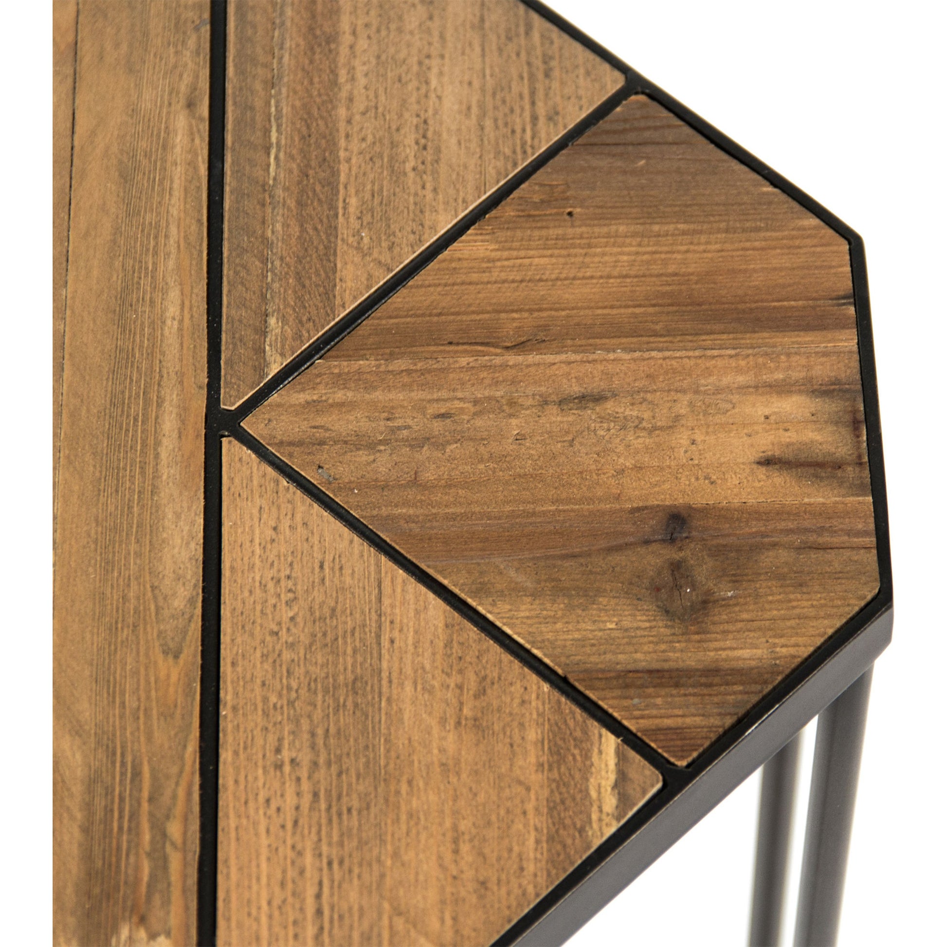 Cuthbert Side Table by Zentique in weathered pine and old pine, metal. Made from old pine, metal in a modern style.