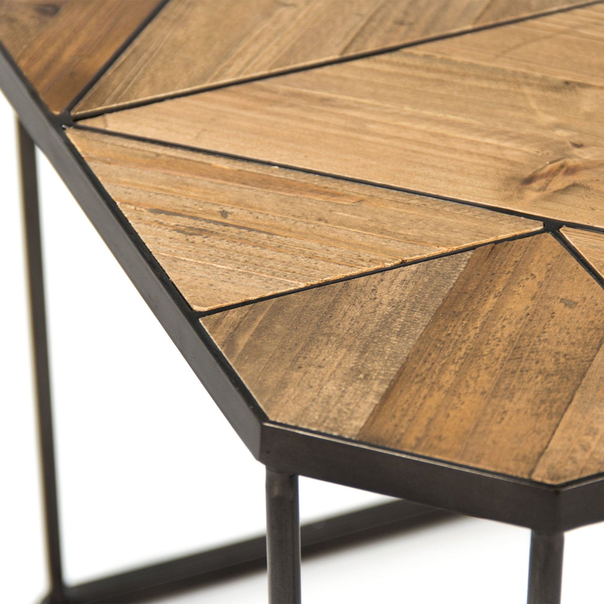Cuthbert Side Table by Zentique in weathered pine and old pine, metal. Made from old pine, metal in a modern style.