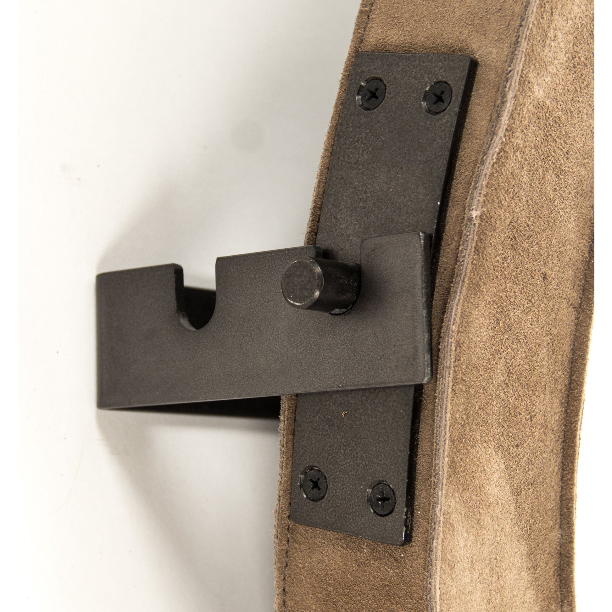 Pendre Mirror by Zentique in tan suede leather and suede, glass. Made from suede, glass in a rustic style.