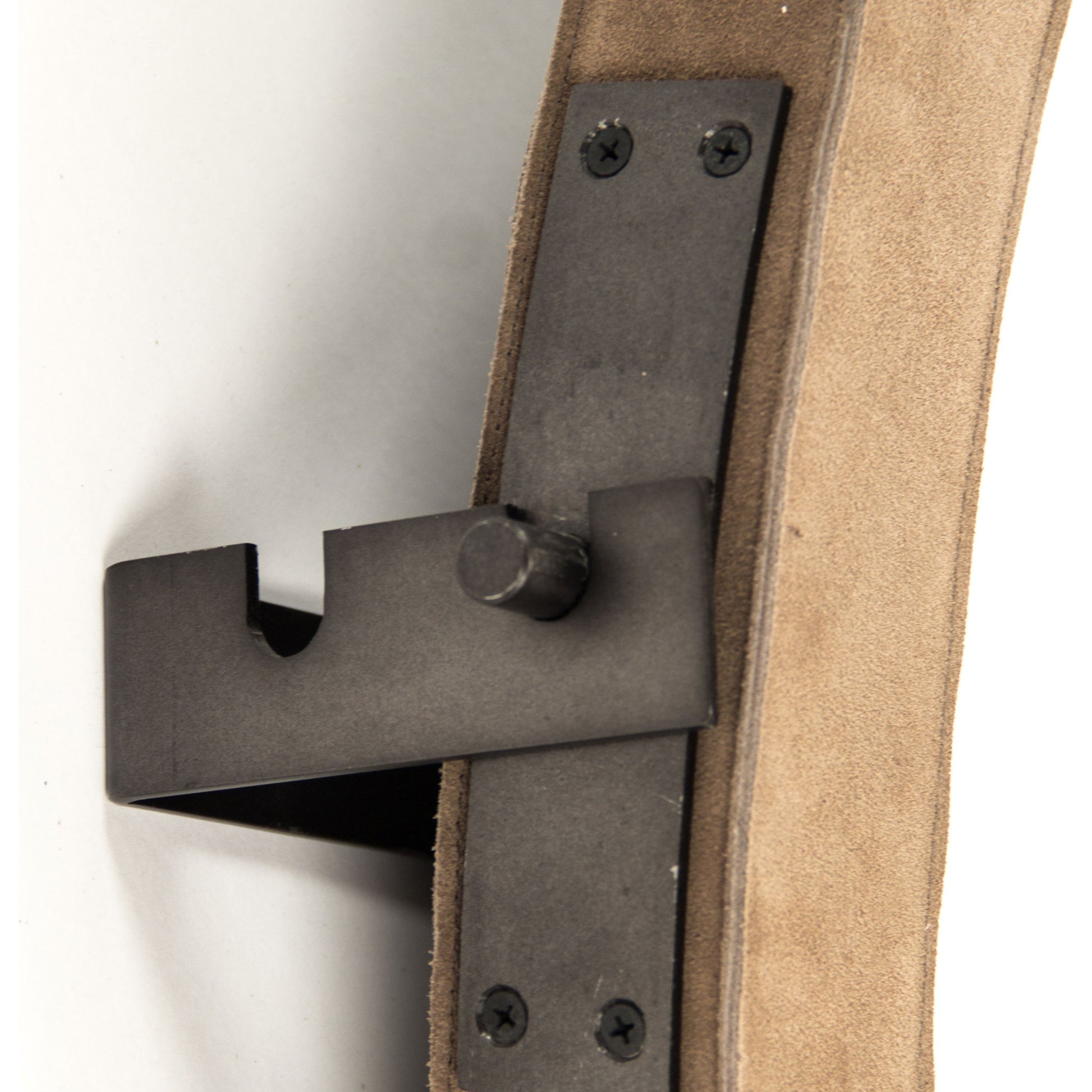 Pendre Mirror by Zentique in tan suede leather and suede, glass. Made from suede, glass in a rustic style.