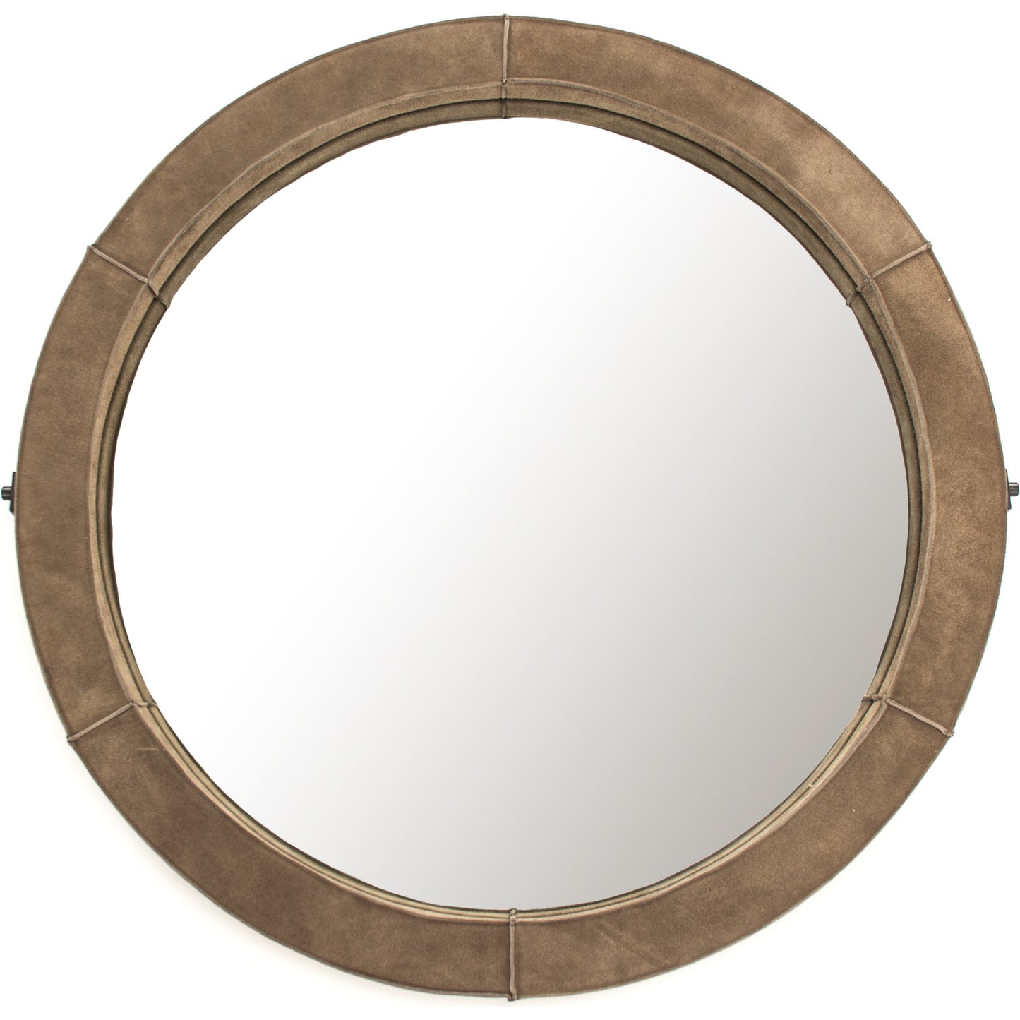 007 S-338043 | Additional Silo | Pendre Mirror by Zentique in tan suede leather and suede, glass. Made from suede, glass in a rustic style.