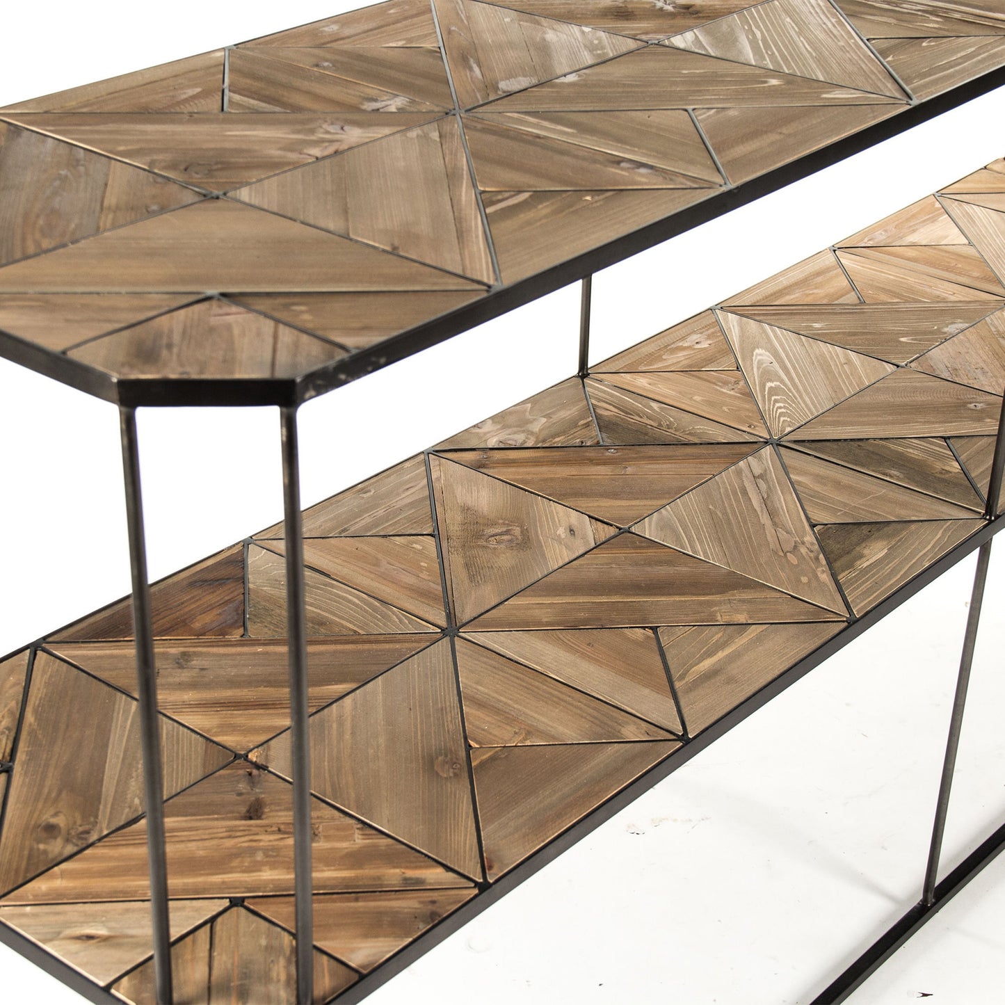 001 S-336557 | Closeup | Anabel Console by Zentique in weathered pine and old pine. Made from old pine in a modern style.