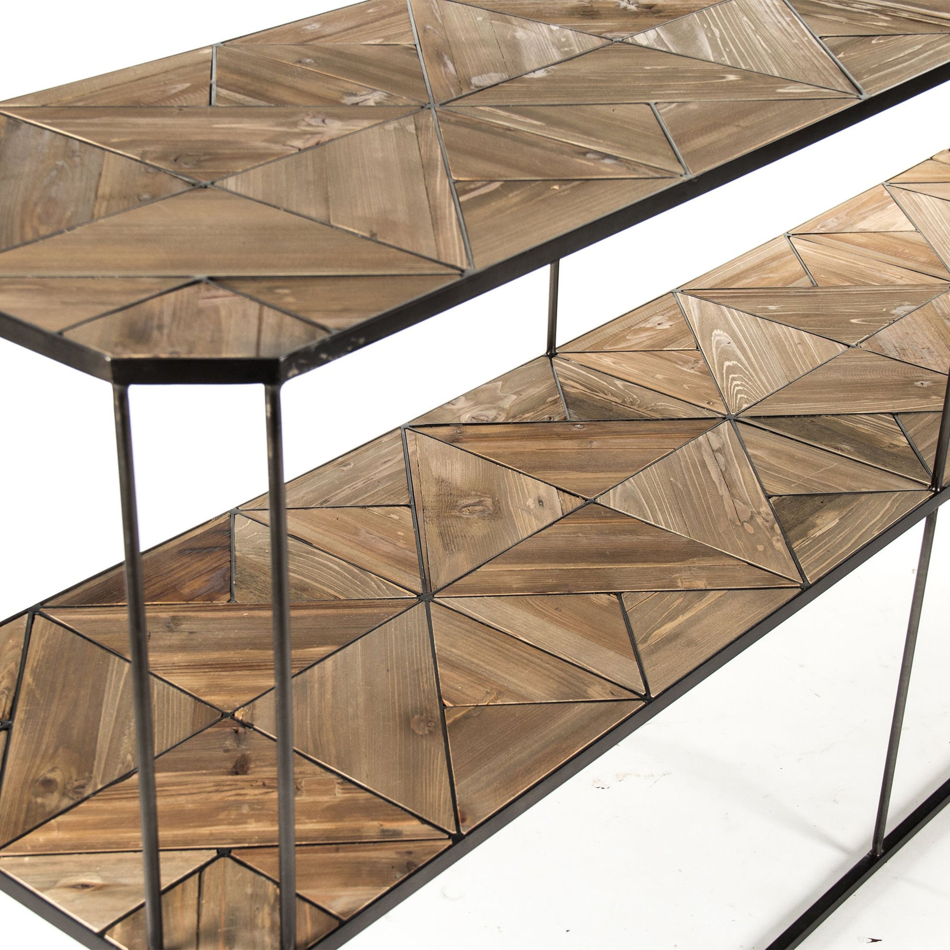 Anabel Console by Zentique in weathered pine and old pine. Made from old pine in a modern style.