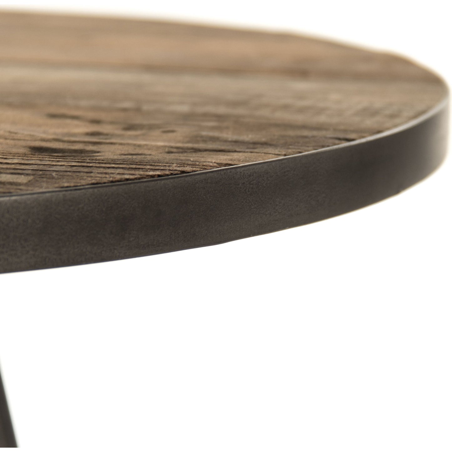 003 S-338326 | Closeup | Side Table by Zentique in weathered elm and elm, metal. Made from elm, metal in a modern style.