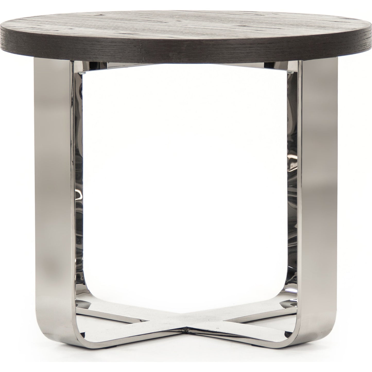 004 S-338255 | Additional Silo | Round Side Table by Zentique in dark brown, chrome and oak, steel. Made from oak, steel in a modern style.