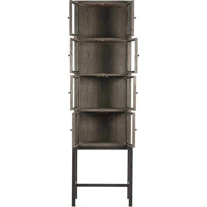 Cabinet by Zentique in dark brown, distressed metal and oak, metal. Made from oak, metal in a modern style.