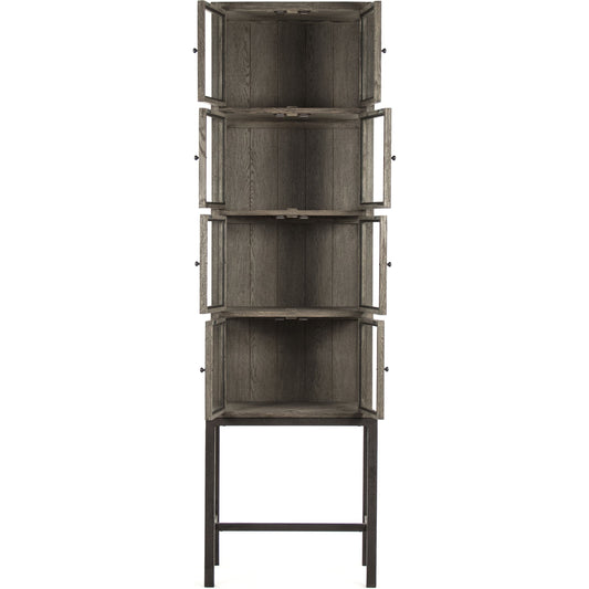 Cabinet by Zentique in dark brown, distressed metal and oak, metal. Made from oak, metal in a modern style.