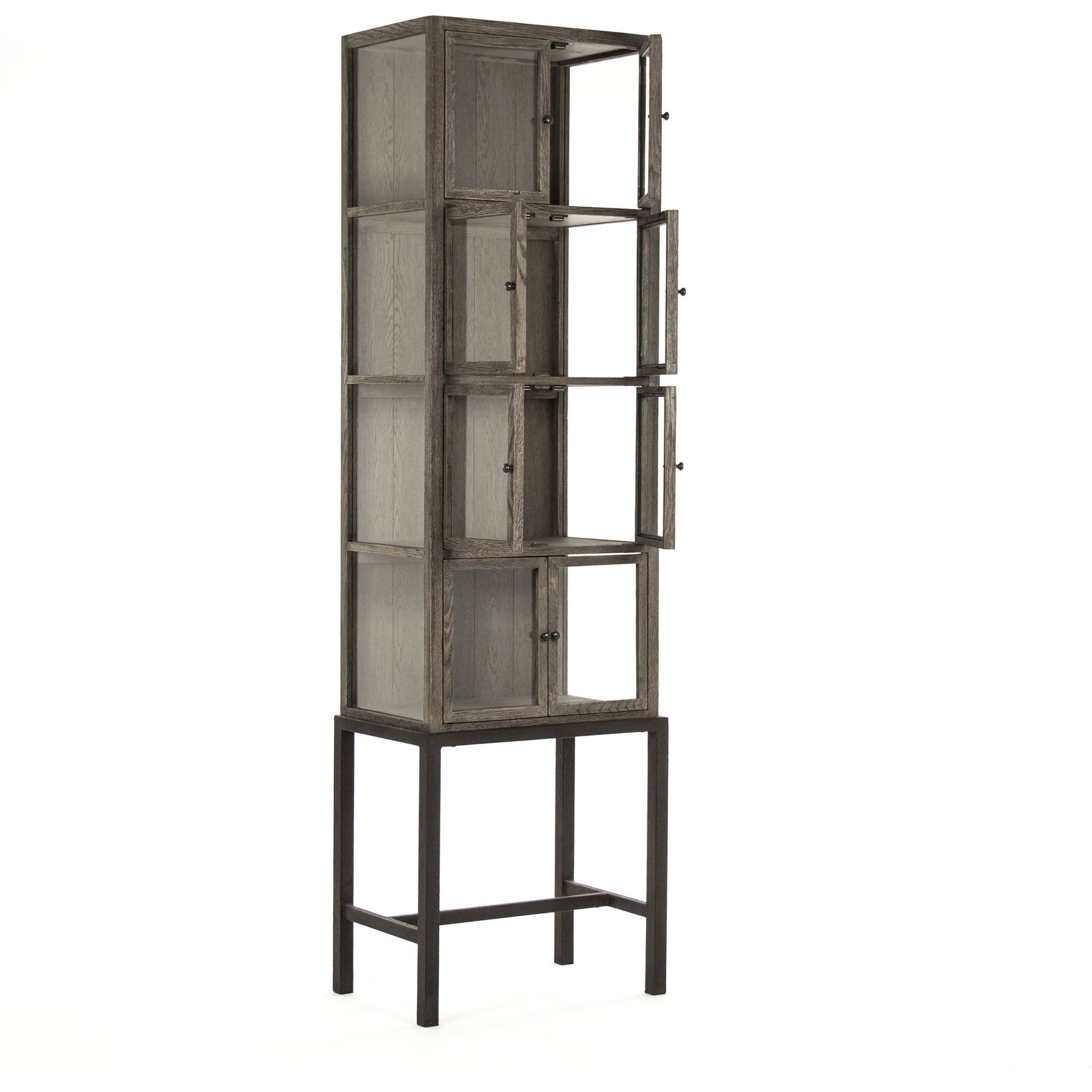 Cabinet by Zentique in dark brown, distressed metal and oak, metal. Made from oak, metal in a modern style.