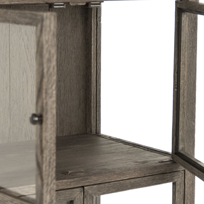 Cabinet by Zentique in dark brown, distressed metal and oak, metal. Made from oak, metal in a modern style.