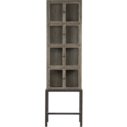 Cabinet by Zentique in dark brown, distressed metal and oak, metal. Made from oak, metal in a modern style.