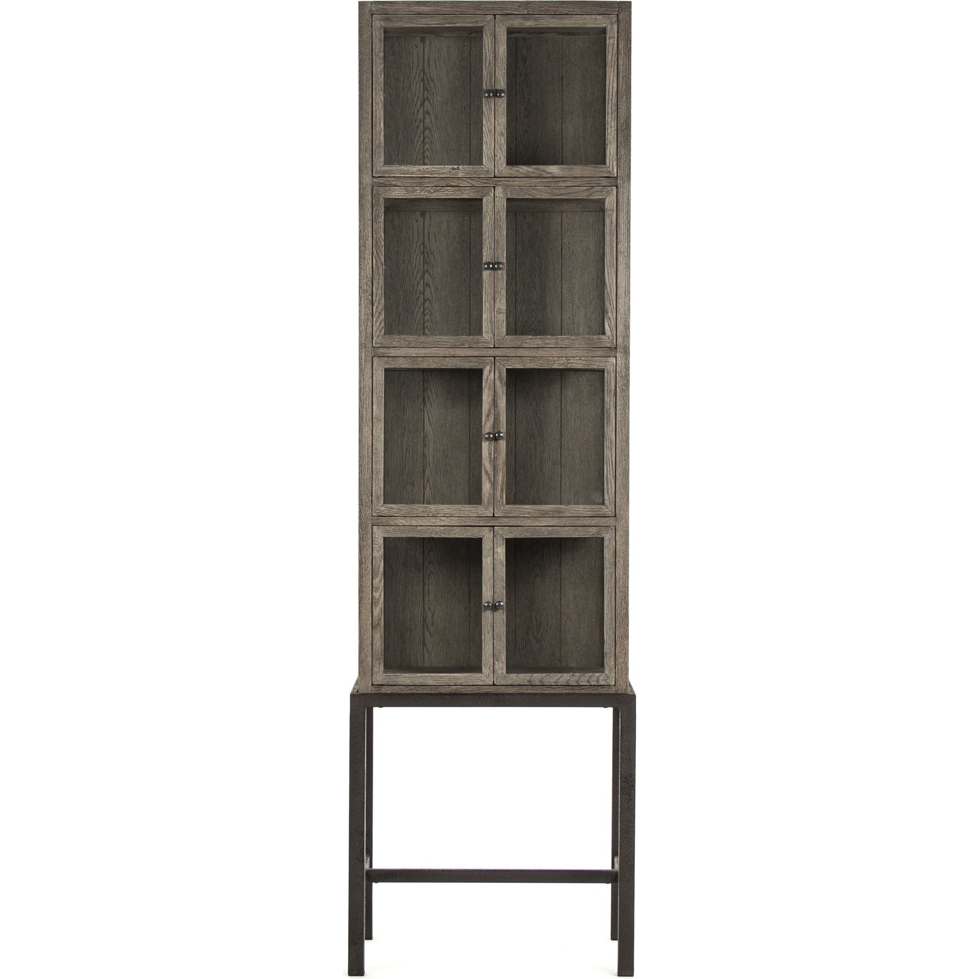 Cabinet by Zentique in dark brown, distressed metal and oak, metal. Made from oak, metal in a modern style.