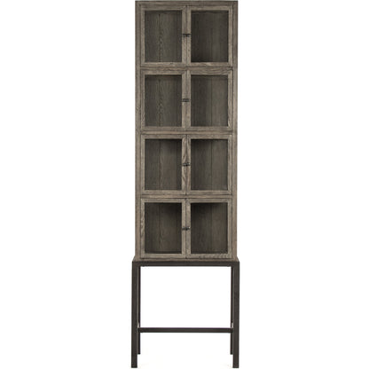 Cabinet by Zentique in dark brown, distressed metal and oak, metal. Made from oak, metal in a modern style.