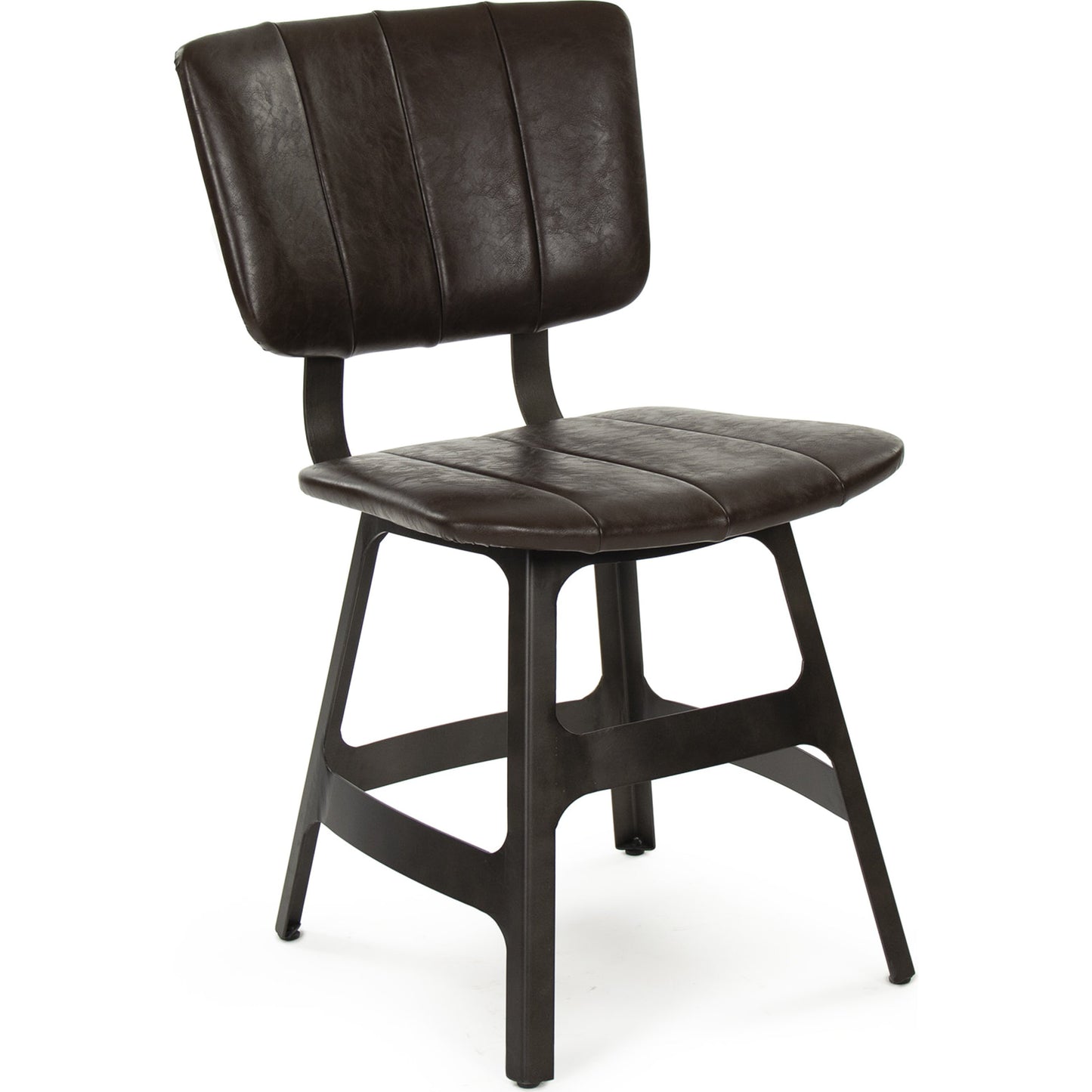 007 S-338325 | Additional Silo | Side Chair by Zentique in dark gray metal, brown polyurethane vinyl and metal. Made from metal in a modern style.