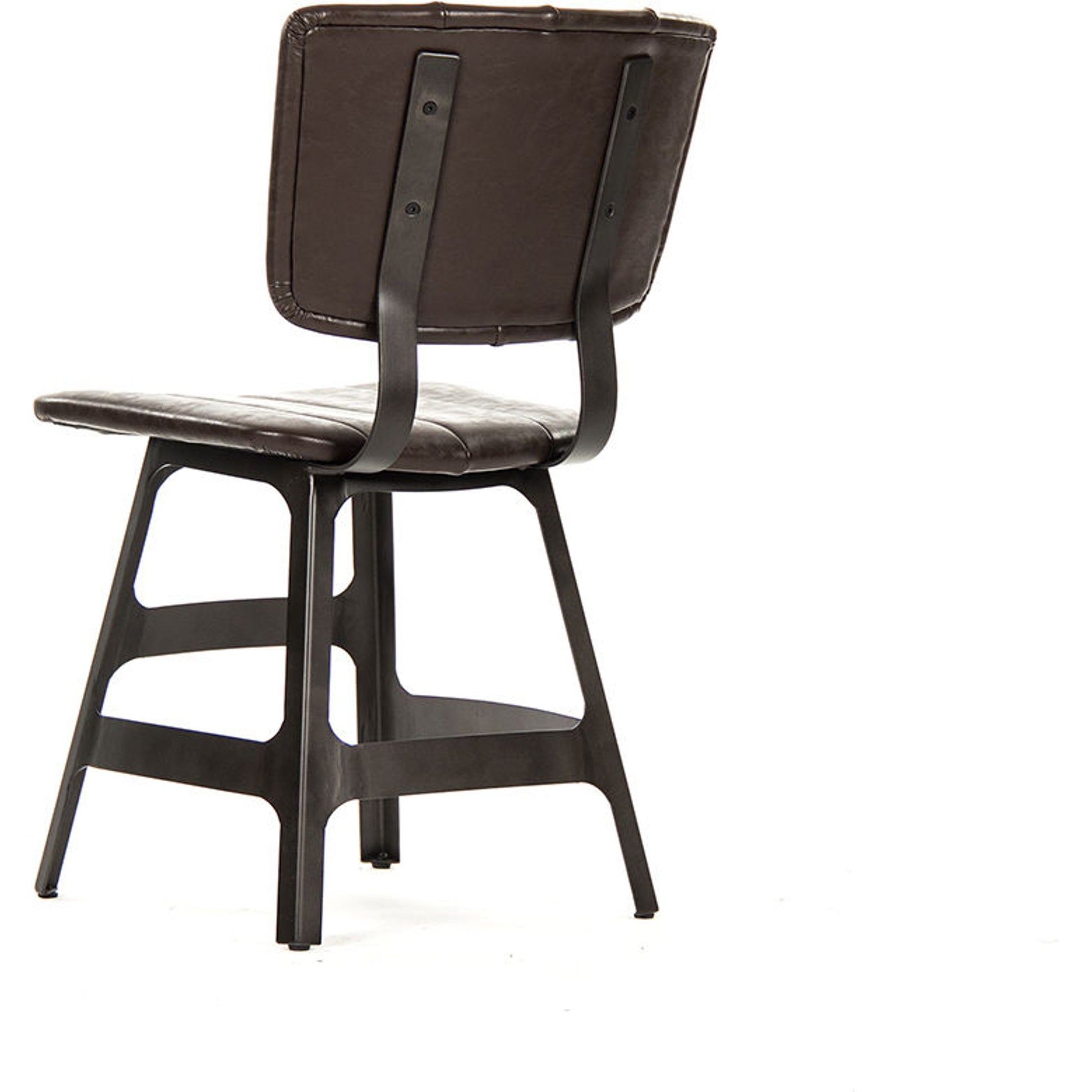 Side Chair by Zentique in dark gray metal, brown polyurethane vinyl and metal. Made from metal in a modern style.