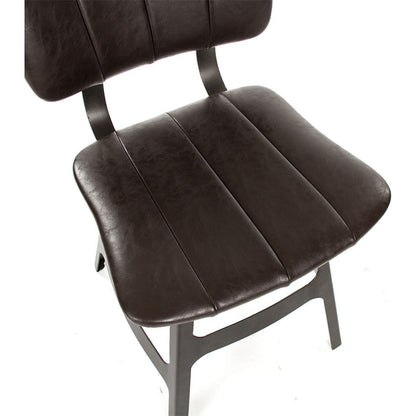 Side Chair by Zentique in dark gray metal, brown polyurethane vinyl and metal. Made from metal in a modern style.