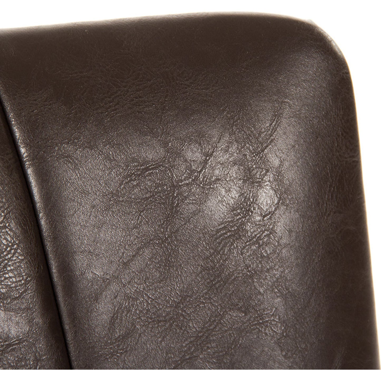 004 S-338325 | Closeup | Side Chair by Zentique in dark gray metal, brown polyurethane vinyl and metal. Made from metal in a modern style.