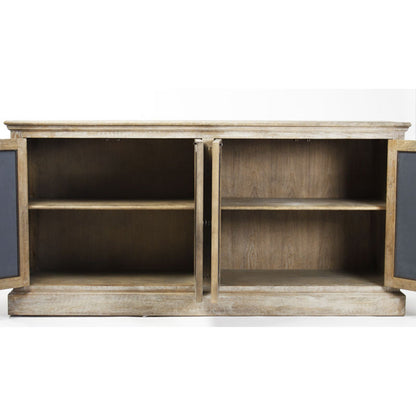 Edith Buffet by Zentique in sepia mirror and limed gray oak. Made from unique in a transitional style.