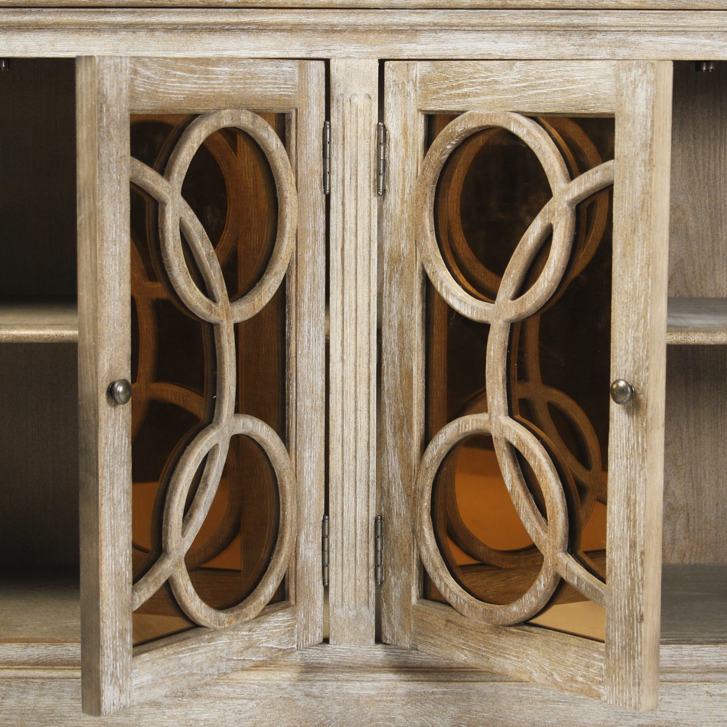 010 S-337089 | Closeup | Edith Buffet by Zentique in sepia mirror and limed gray oak. Made from unique in a transitional style.