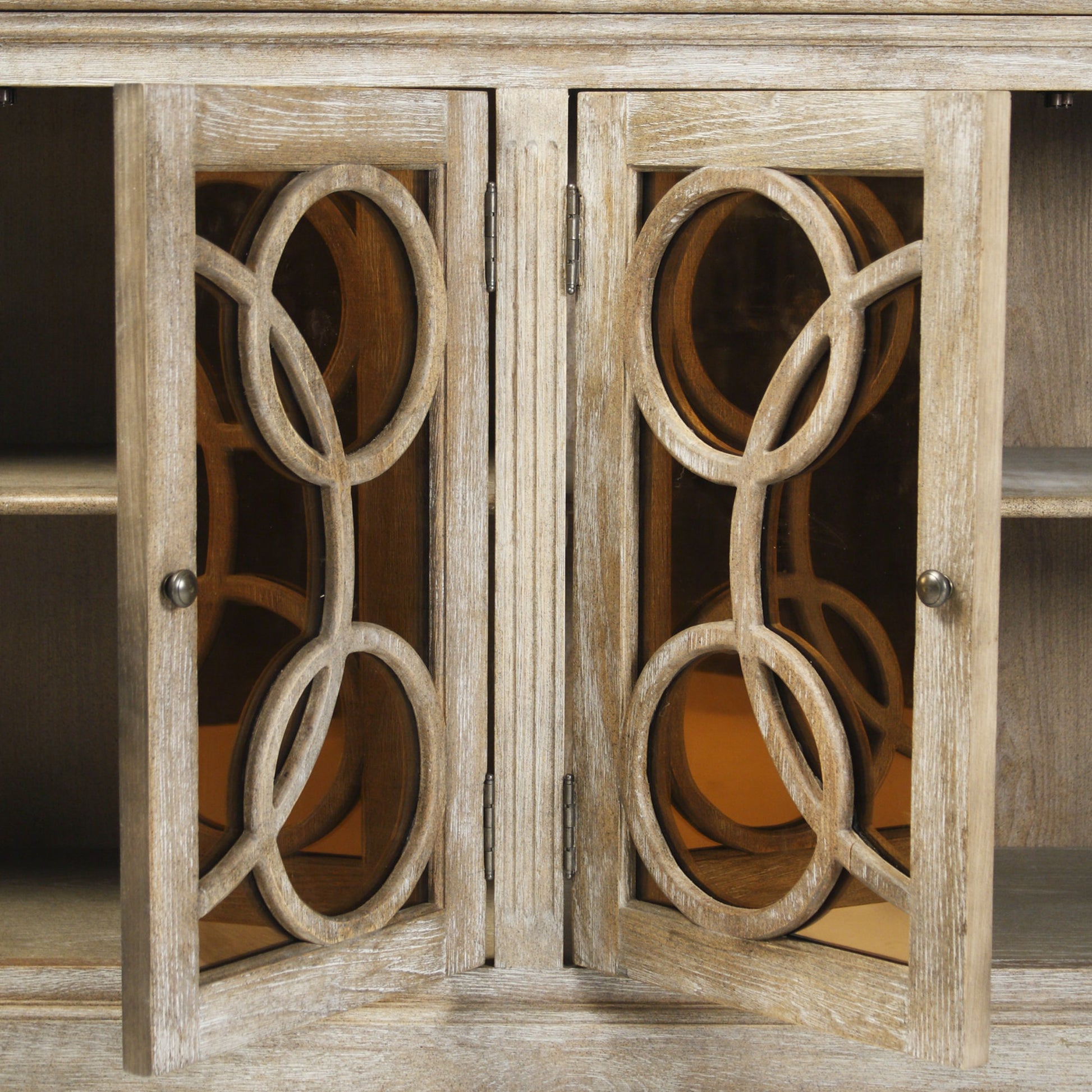 Edith Buffet by Zentique in sepia mirror and limed gray oak. Made from unique in a transitional style.