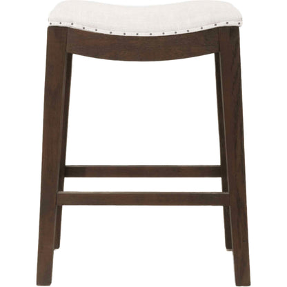 Harper Counter Stool by Essentials For Living in performance bisque french linen, natural gray ash. Made from solid ash wood in a transitional style.