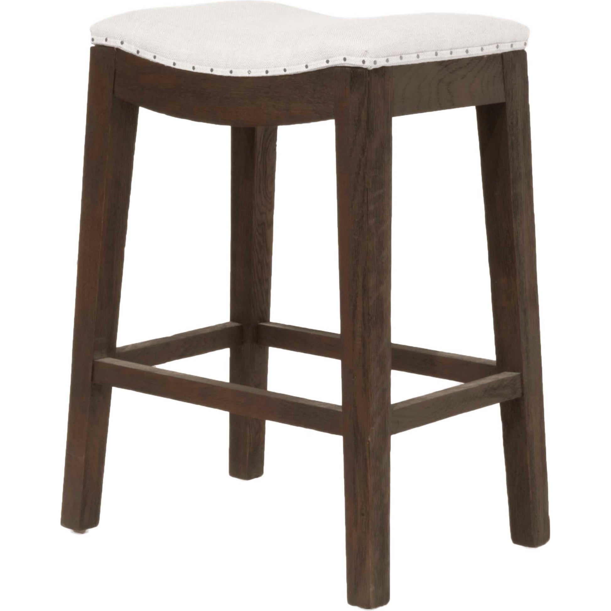 Harper Counter Stool by Essentials For Living in performance bisque french linen, natural gray ash. Made from solid ash wood in a transitional style.