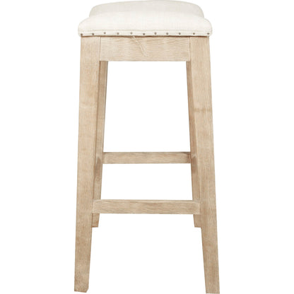 Harper Counter Stool by Essentials For Living in performance bisque french linen, natural gray ash. Made from solid ash wood in a transitional style.