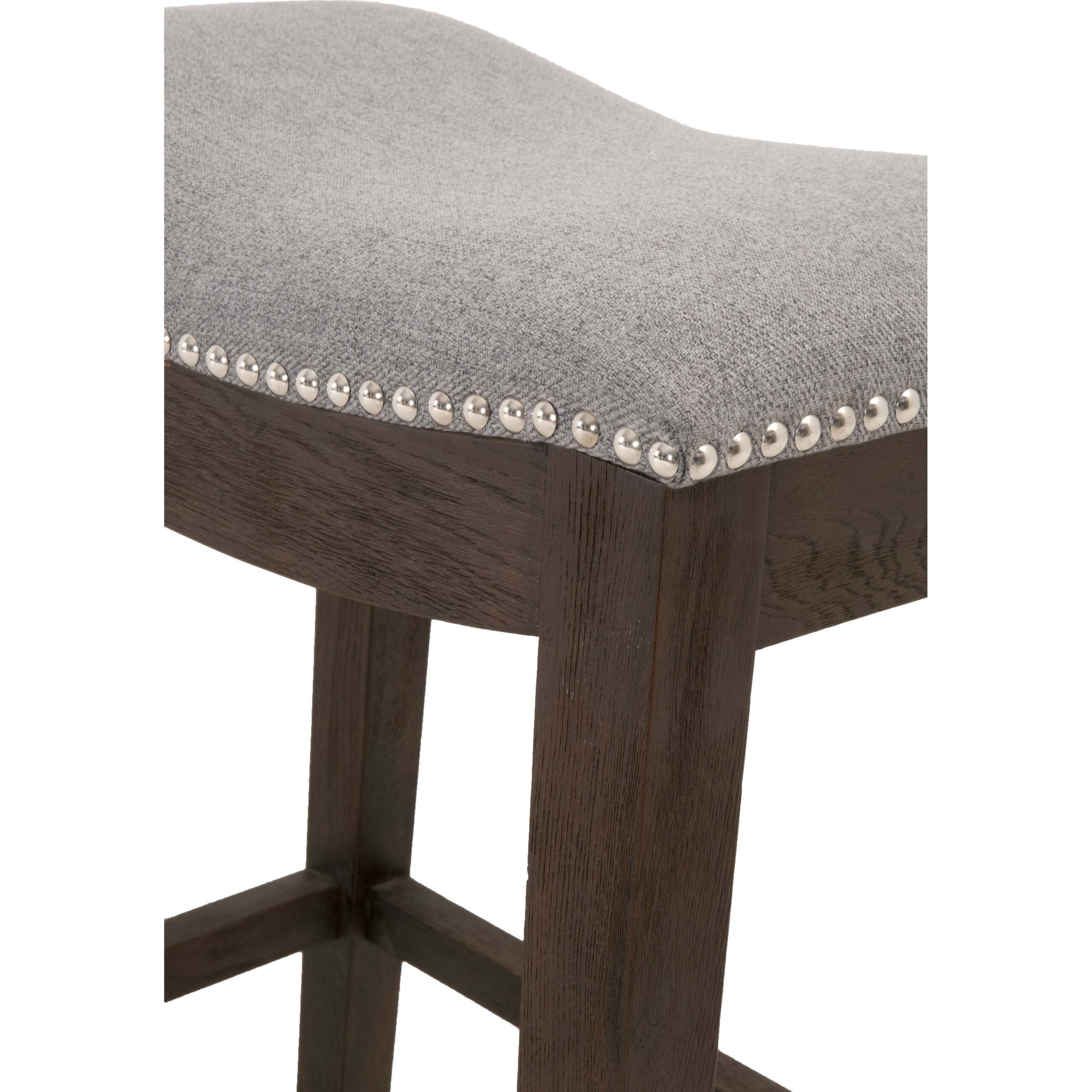 Harper Counter Stool by Essentials For Living in performance bisque french linen, natural gray ash. Made from solid ash wood in a transitional style.