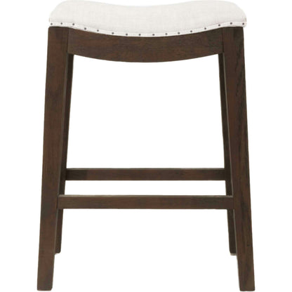 Harper Counter Stool by Essentials For Living in performance bisque french linen, natural gray ash. Made from solid ash wood in a transitional style.