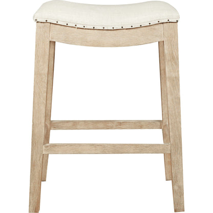 Harper Counter Stool by Essentials For Living in performance bisque french linen, natural gray ash. Made from solid ash wood in a transitional style.